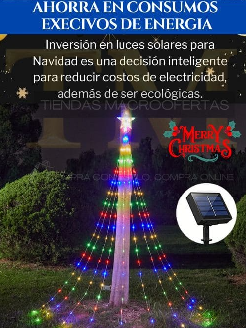 Estrella En Cascada Hiperrealista - Con Paneles Solares - Magic Christmas