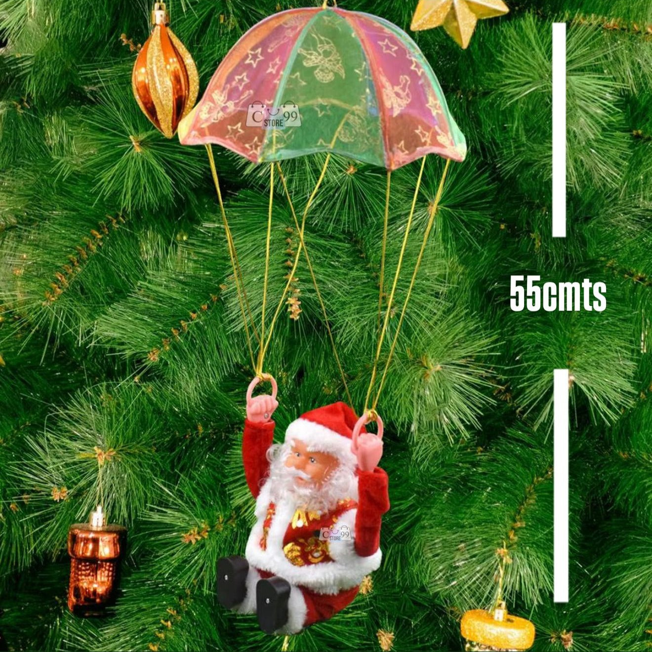 PAPÁ NOEL EN PARACAÍDAS - VUELO REALISTA CON GIROS Y SONIDO