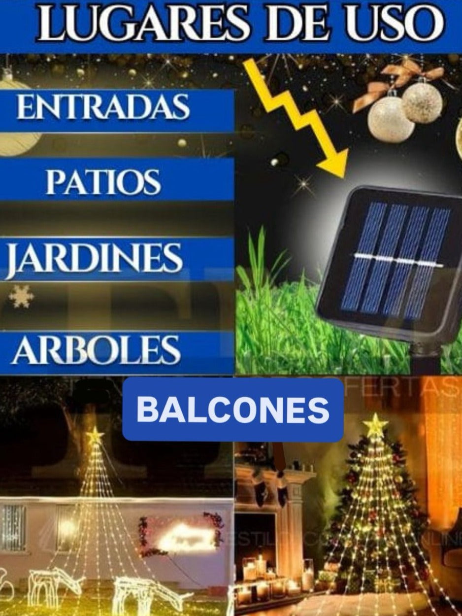 Estrella En Cascada Hiperrealista - Con Paneles Solares - Magic Christmas