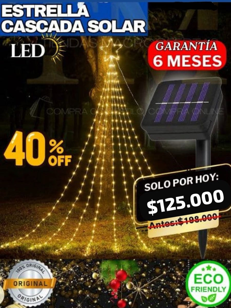 Estrella En Cascada Hiperrealista - Con Paneles Solares - Magic Christmas