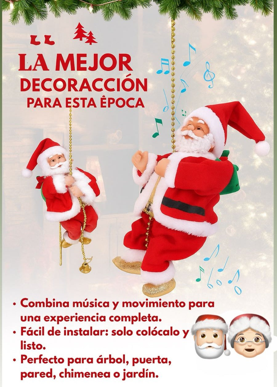 Pápa Noel Escalador de Cuerda - Movimiento, Música, Modernidad y Alegría en un Sólo Adorno