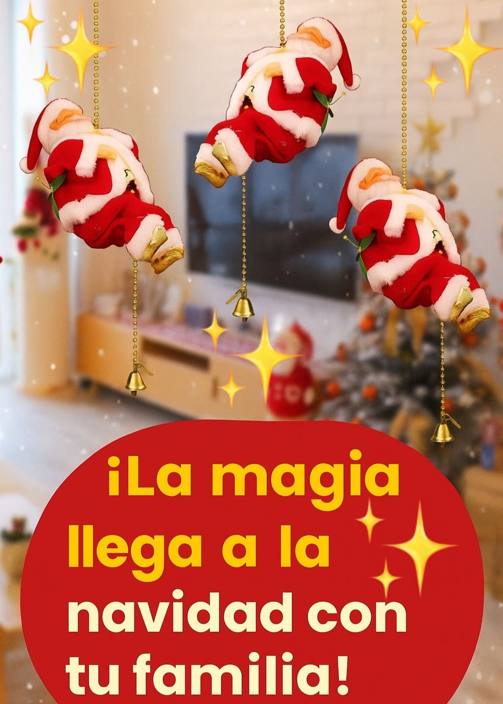 Pápa Noel Escalador de Cuerda - Movimiento, Música, Modernidad y Alegría en un Sólo Adorno