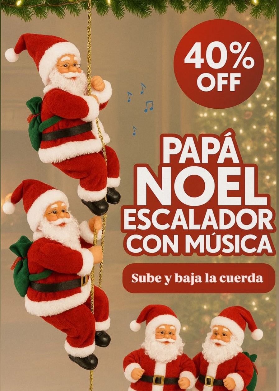 Pápa Noel Escalador de Cuerda - Movimiento, Música, Modernidad y Alegría en un Sólo Adorno