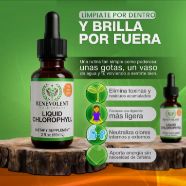 Benevolent™ Clorofila Líquida - Desintoxica tu cuerpo, reduce la inflamación y despierta tu mejor versión